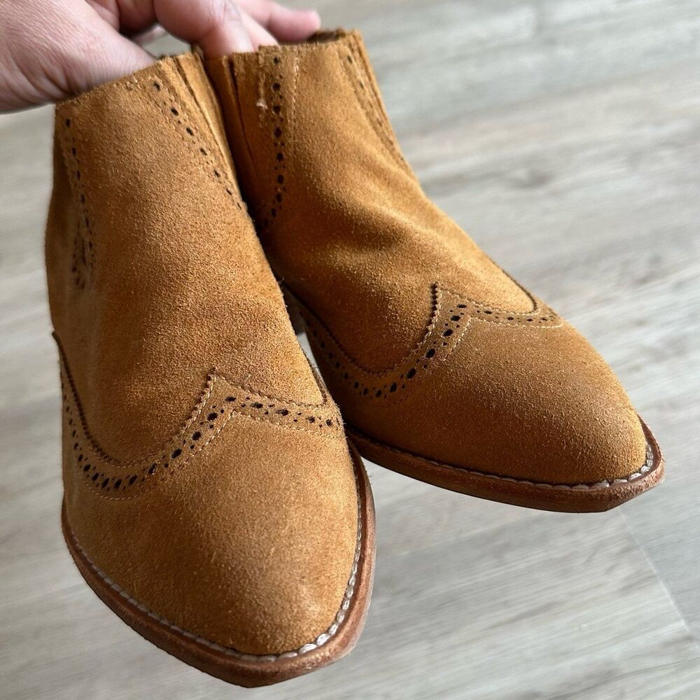 Madewell The Grayson Brogue Chelsea Bootie J8292 Suede Ankle Boots US Size 8 - Picture 5 of 9